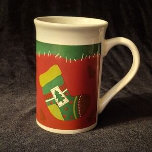 Royal Norfolk Christmas Stocking Holiday coffee / tea mug / Cup Red Green